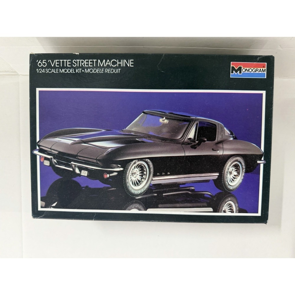 Vintage Monogram 65 Vette Street Machine Black Rat 1/24 Scale Model Kit Open Box